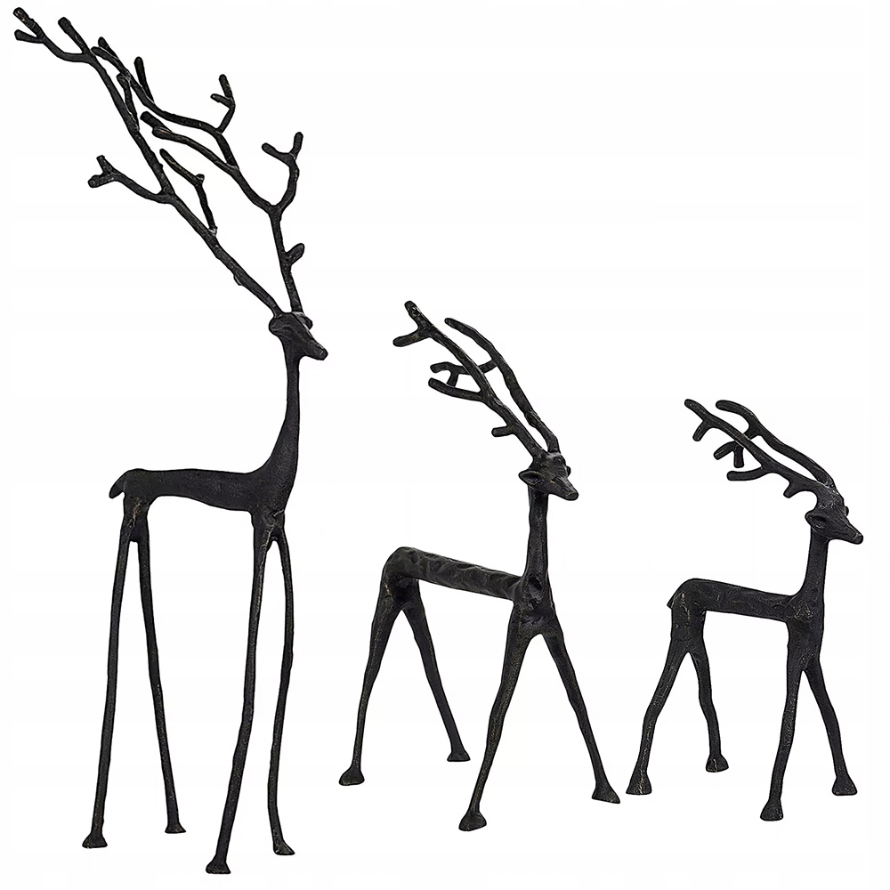 Figúrka Sob Jeleň Čierna Kovová Veľká 3 ks ozdoba darček na Vianoce