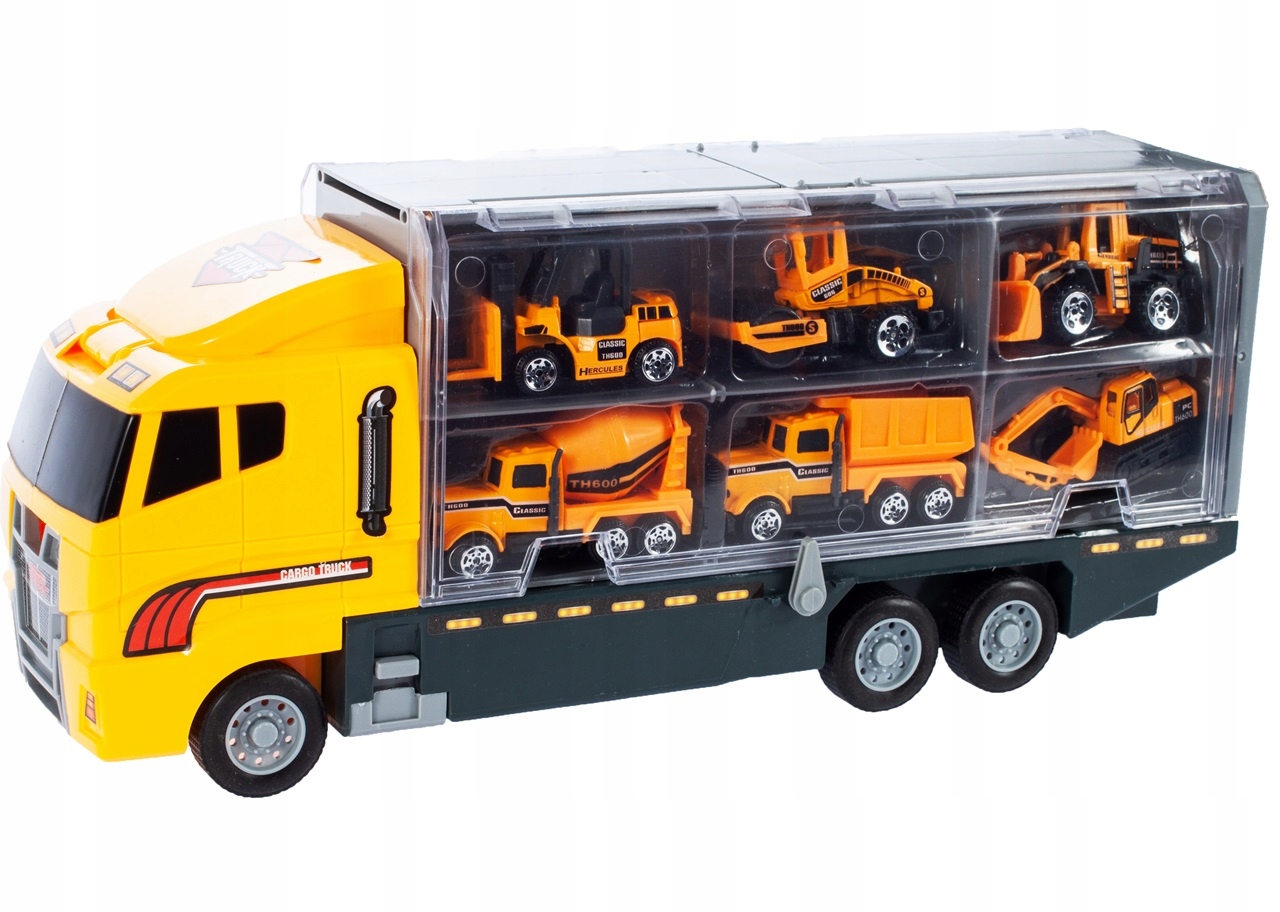 CIĘŻARÓWKA LAWETA TIR ZESTAW + 6 AUT MASZYNY AUTA Certyfikaty, opinie, atesty CE EN 71