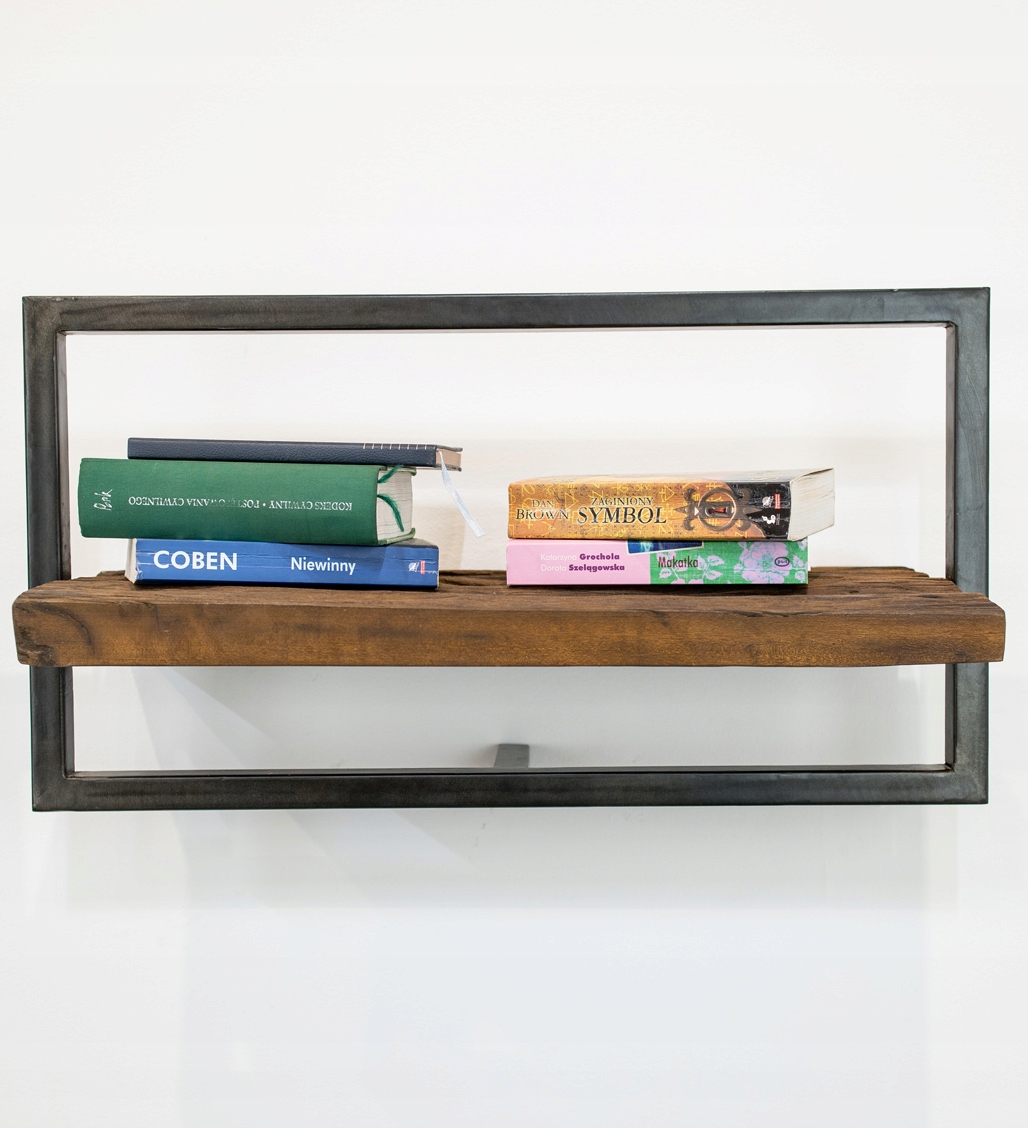 Półka drewniana metalowa wisząca Palisander