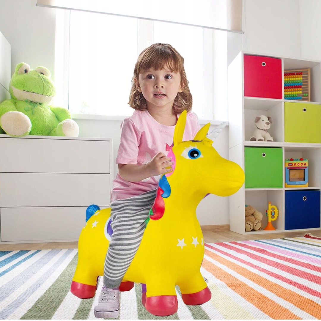 SKOCZEK GUMOWY DO SKAKANIA JEDNOROŻEC KONIK GUMOWY WYTRZYMAŁY + POMPKA Stan opakowania oryginalne