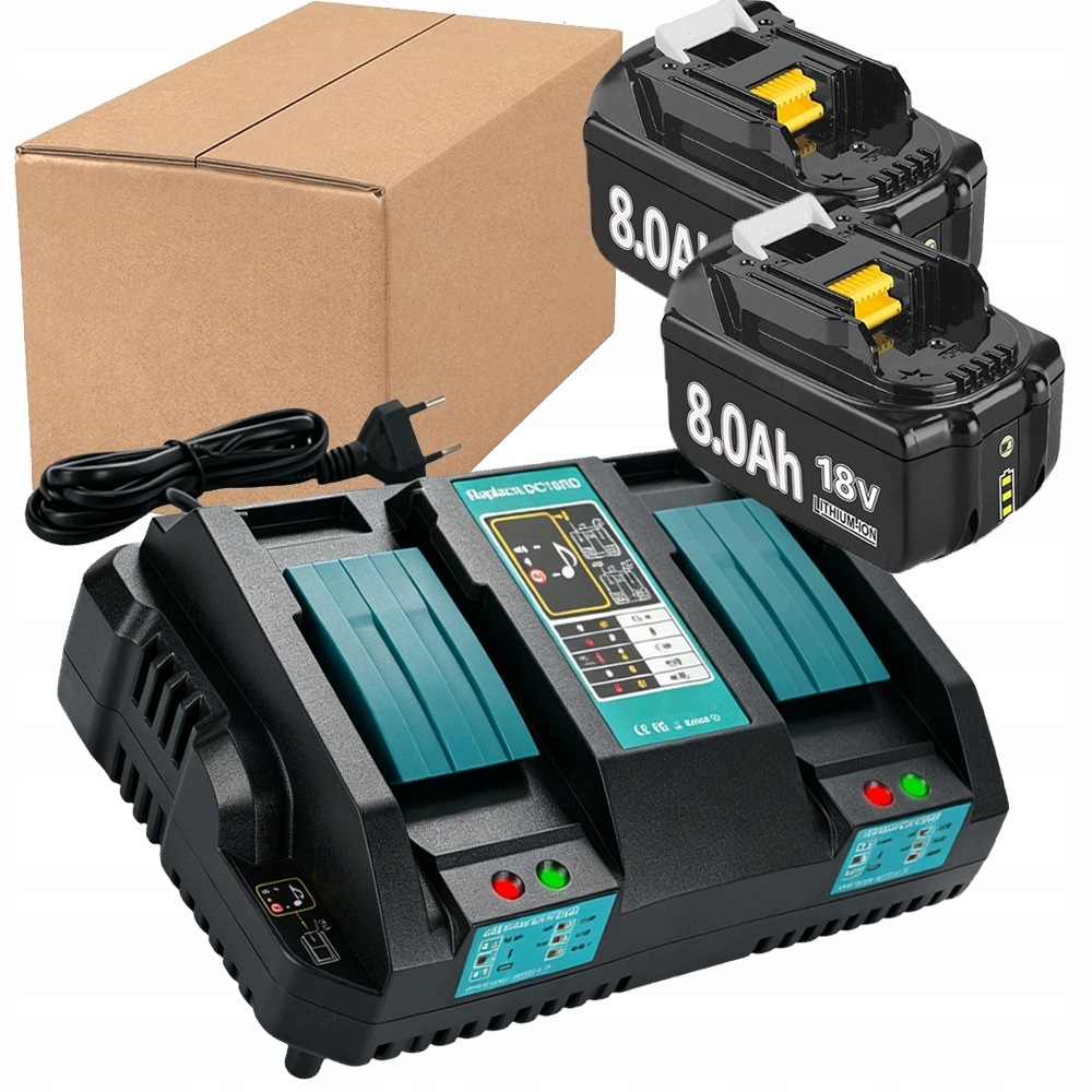 2x Akumulátor pro Ma-Kita Baterie 18V 8Ah BL1850B BL1860B Nabíječka DC18RD