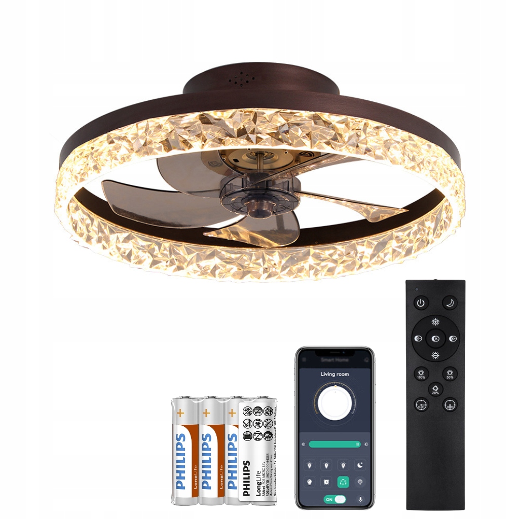 ŻYRANDOL WENTYLATOR SUFITOWY WIATRAK LAMPA CZARNA