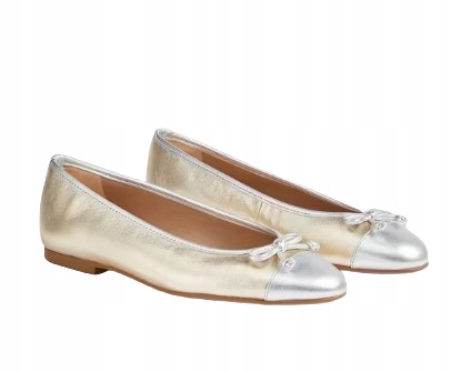 Lk Bennett Zlaté Balerínky S Metalickou Špičkou A Mašlí 36 3CB