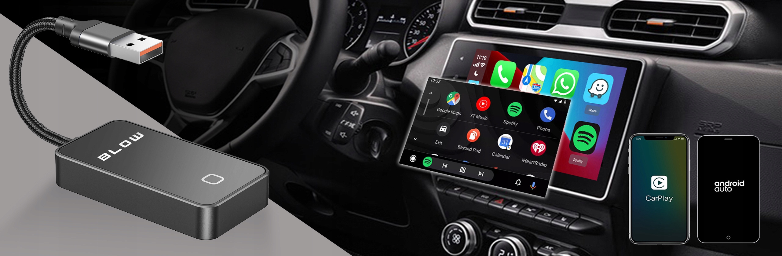 ANDROID - fukuc0121 ADAPTER BEZPRZEWODOWY CARPLAY ANDROID AUTO WIFI BLUETOOTH +