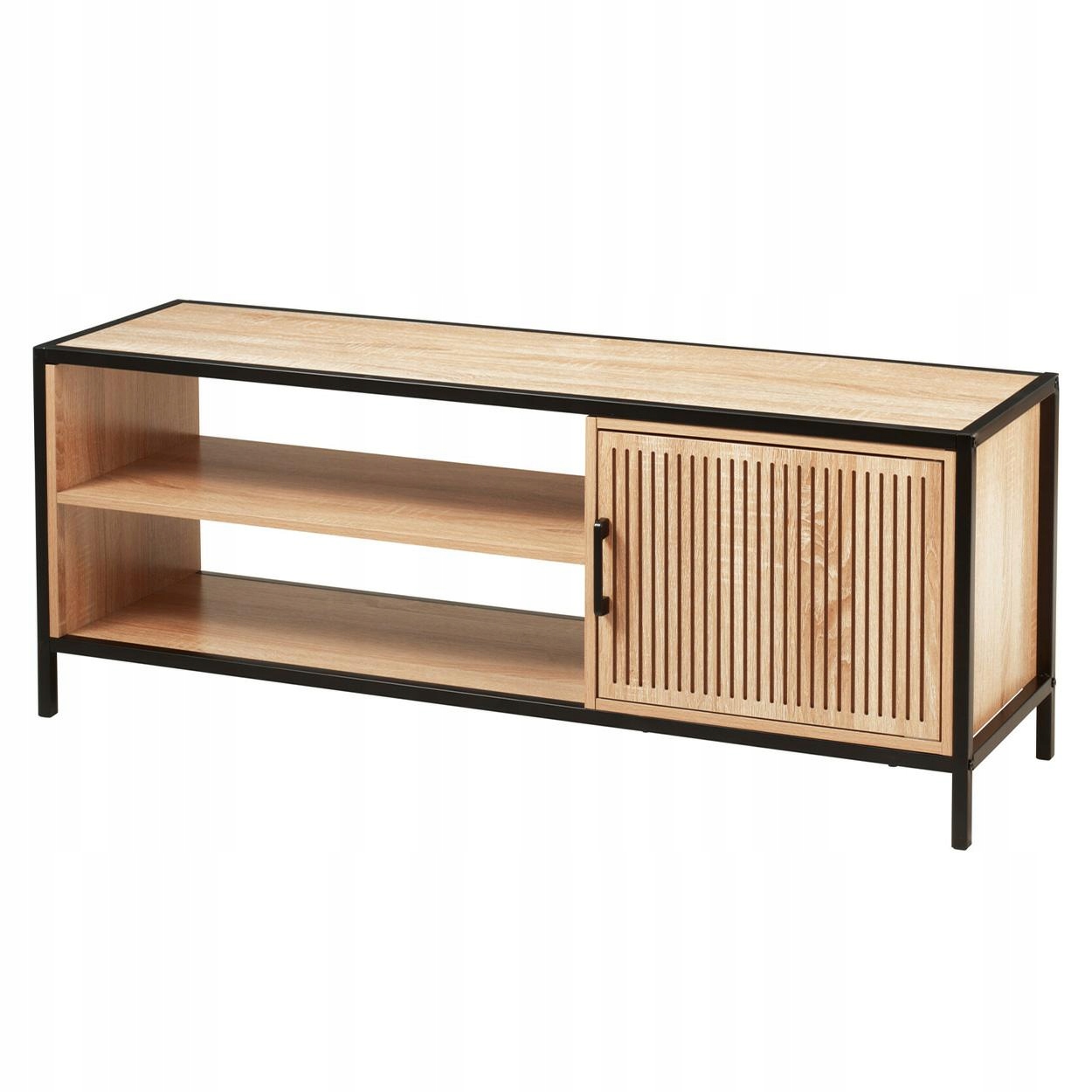 Rtv skrinka čierna kov a drevo 116x33x45 cm Regál Do Obývačky A Chodby