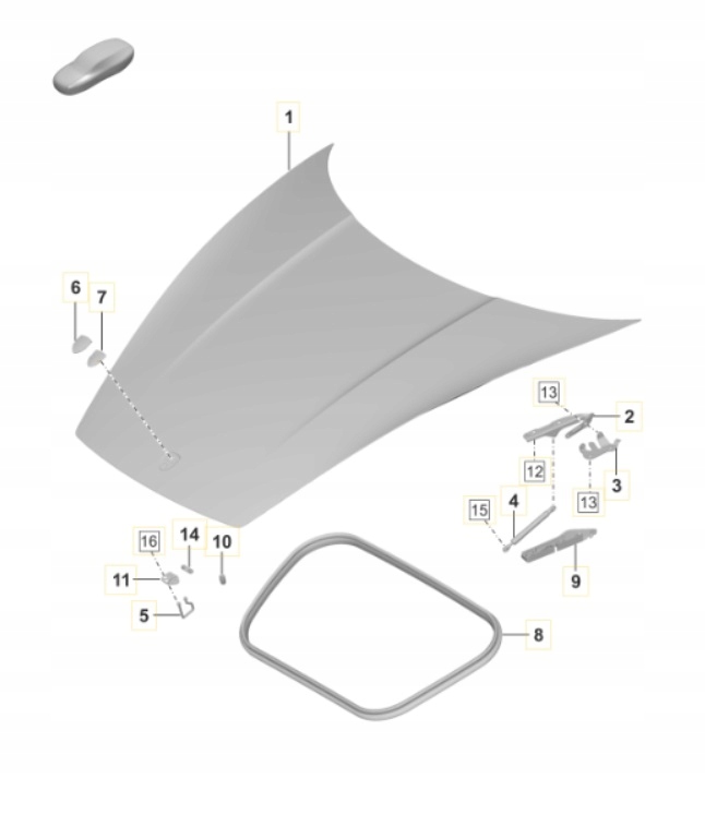 Прокладка капота PORSCHE CARRERA 992 992823727A