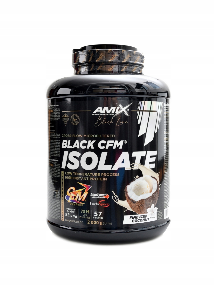 Black line Black Cfm isolate 2000 g fine iced coconut Amix nutrition