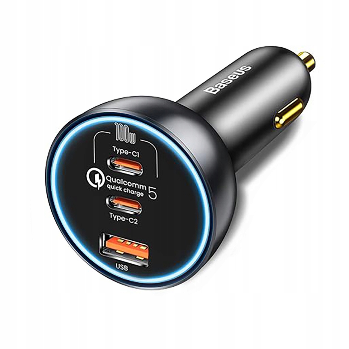 Baseus Nabíječka Do Auta Automobilová QC5.0 2X Usb-c Usb-a Šedá