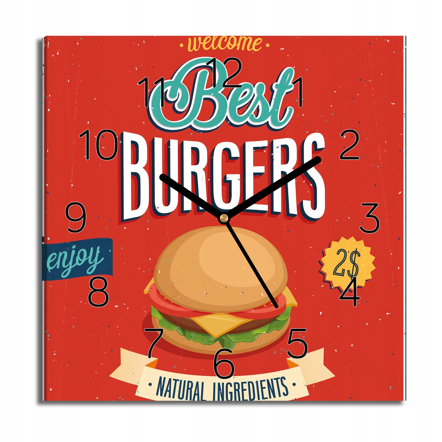 hodiny na obraze Plakát burger s fotografií 30x30 tichý