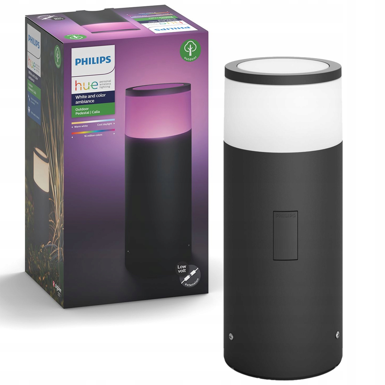 Vonkajší osvetľovací stĺpik lampa čierna 8W Calla Philips Hue
