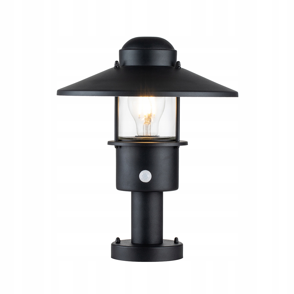 Vonkajšia stojaca soklová lampa čierna so snímačom 33 cm IP44 Elstead