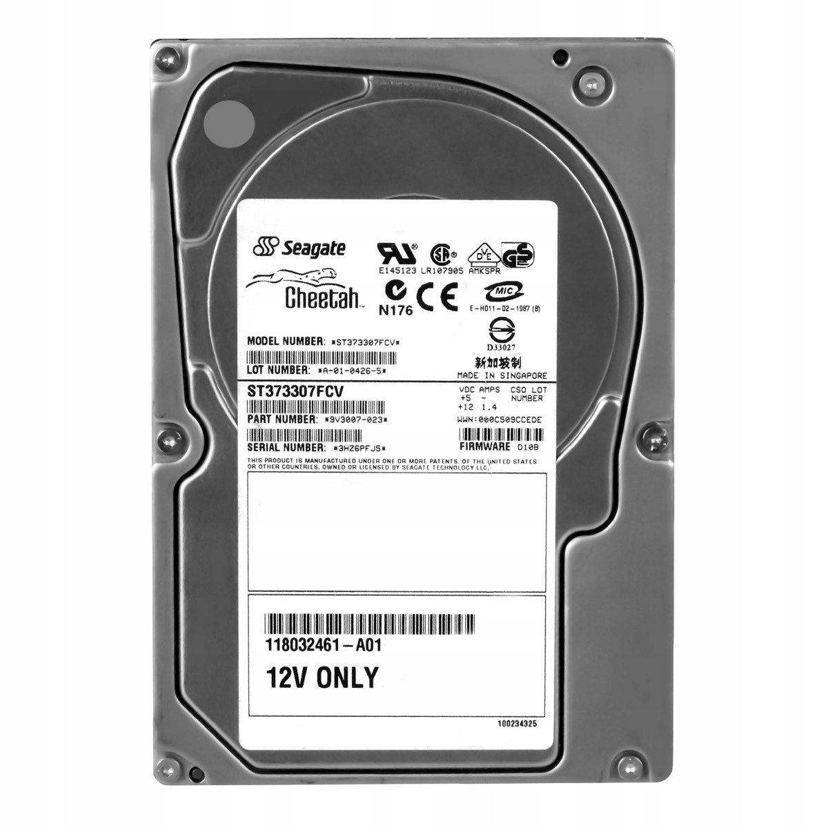 Emc 118032461-A01 73GB 10K Fc 3.5'' ST373307FCV