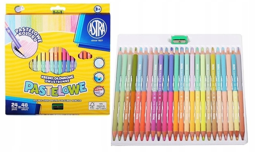 

Kredki Astra Dwustronne Pastelowe 24/48