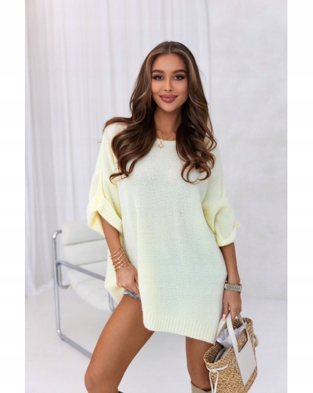 Pruhovaný svetr Nová Kolekce Jaro 2026 Oversize BufiasteRukávy Citron