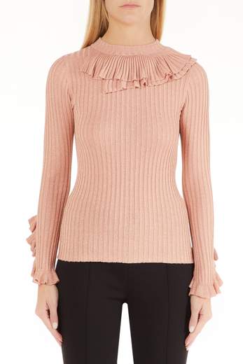 Liu Jo Růžový Tenký Pruhovaný Svetr (s)