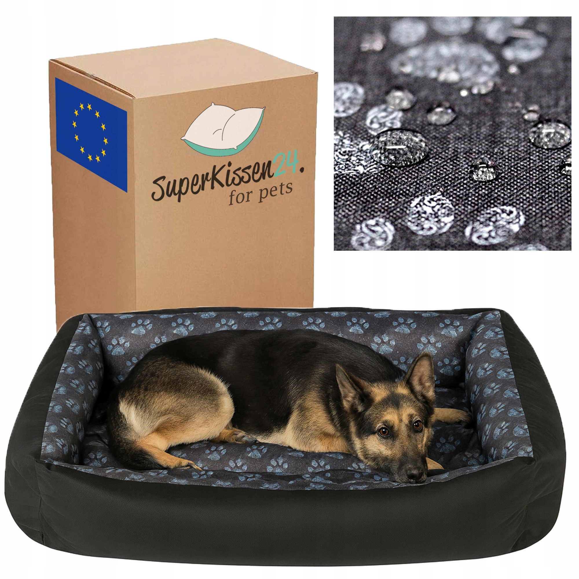 Levně Pohovka pelíšek pro psa 120x90 Tlapky Len polštář pohodlné potah kotec