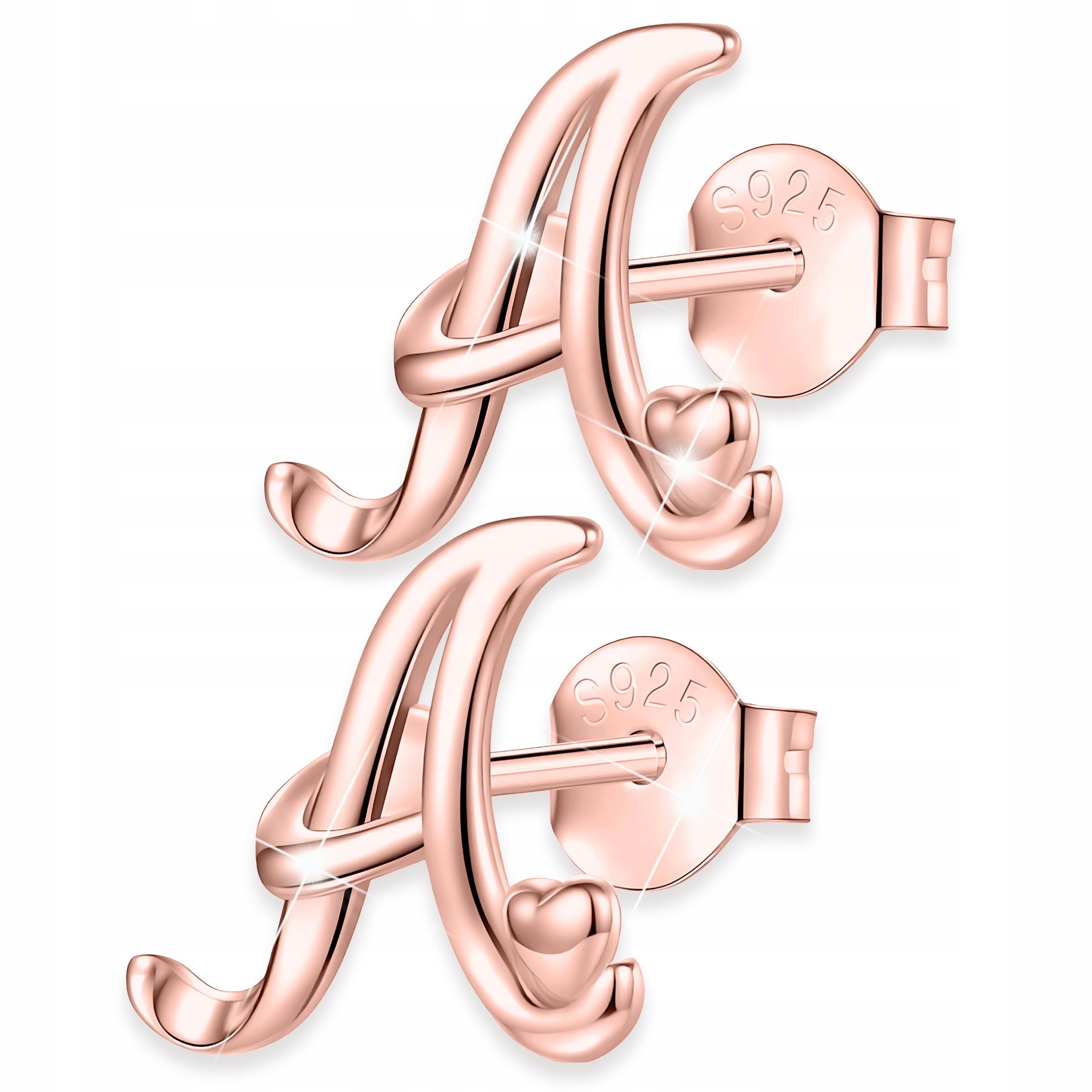 Náušnice Pozlacené s písmenem a srdíčky Iniciály Písmeno A Stříbro 925