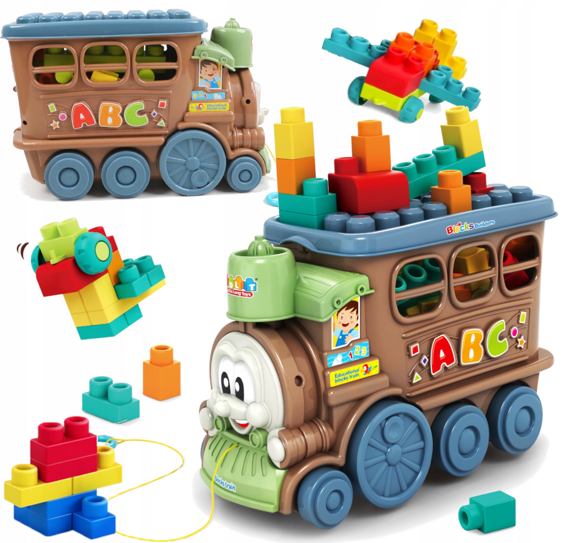 MIĘKKIE KLOCKI POCIĄG DO CIĄGNIĘCIA KOLEJKA CIUCHCIA ZESTAW