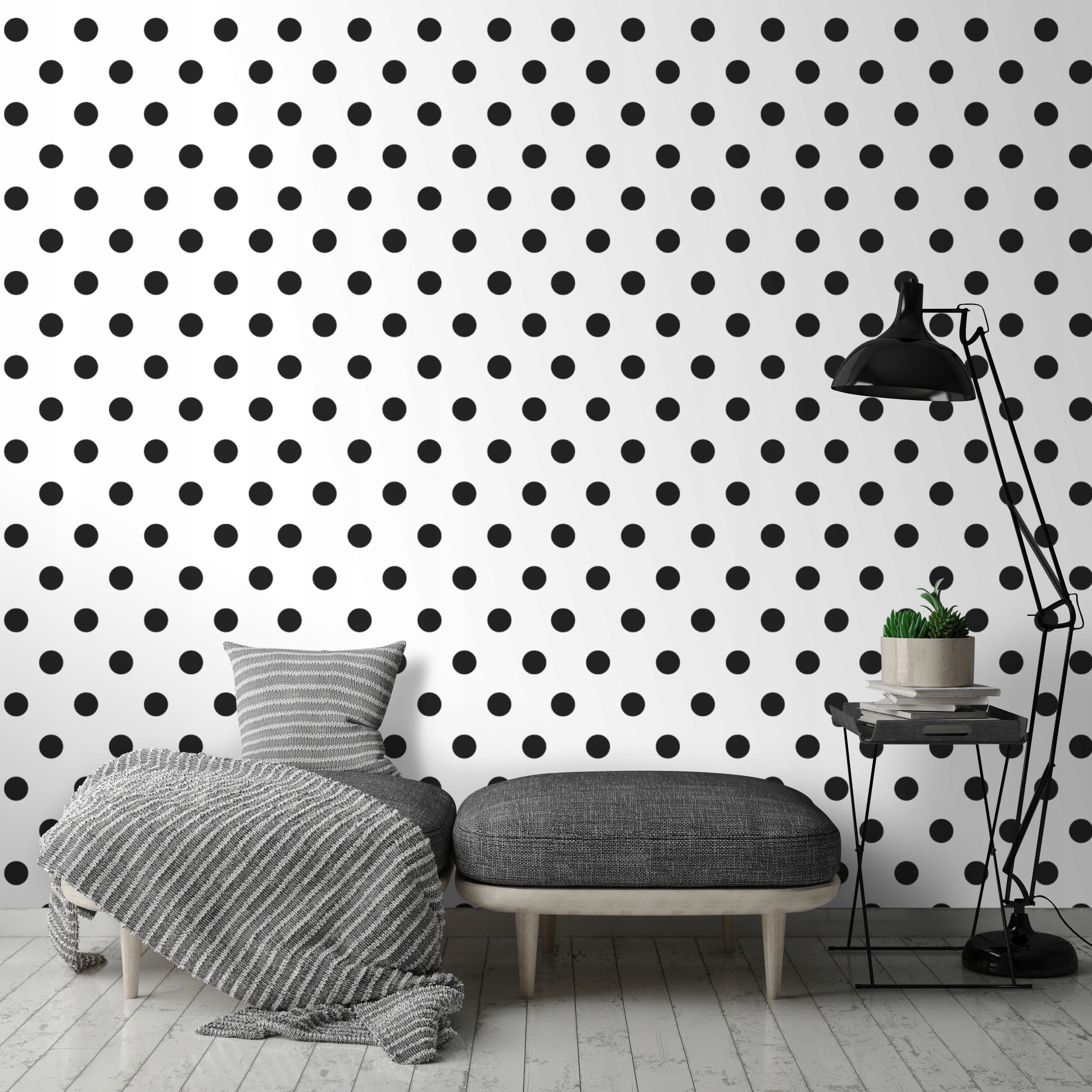 TAPETA ŚCIENNA 13540-47 BIAŁO CZARNE GROCHY KROPKI NOWOCZESNA NA FLIZELINIE Kod producenta 4002790208433