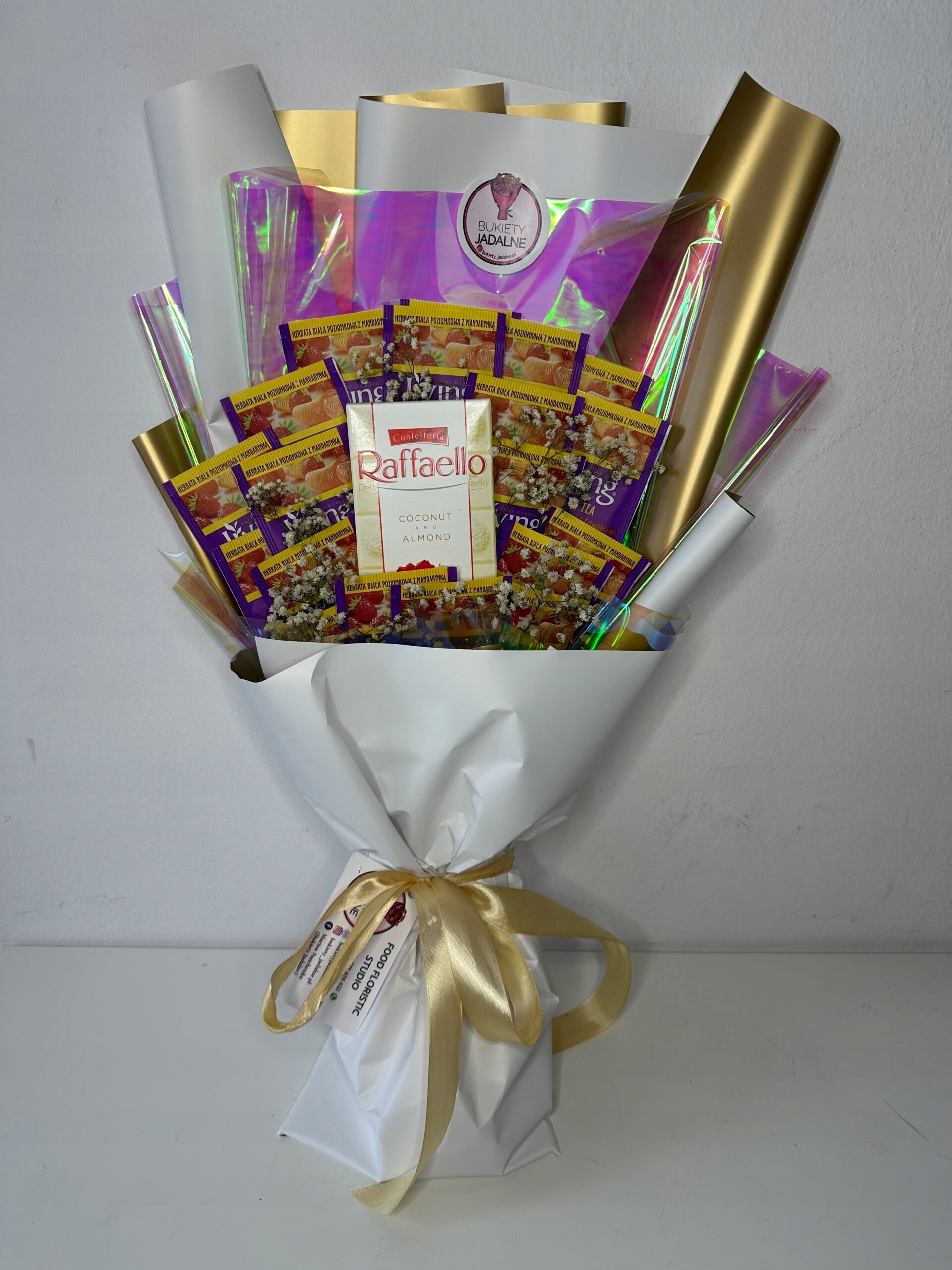 Jedlá kytice z čaje a čokolády, konec školního roku, narozeniny