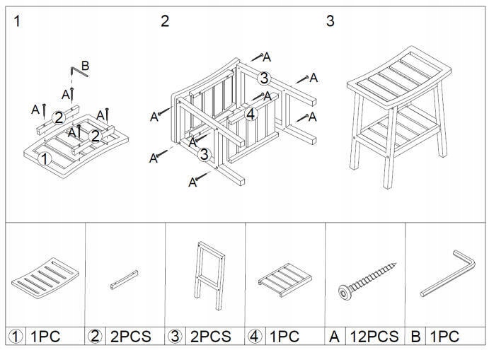 STOŁEK ŁAZIENKOWY bambusowy SKANDYNAWSKI z półką Głębokość mebla 25.2 cm