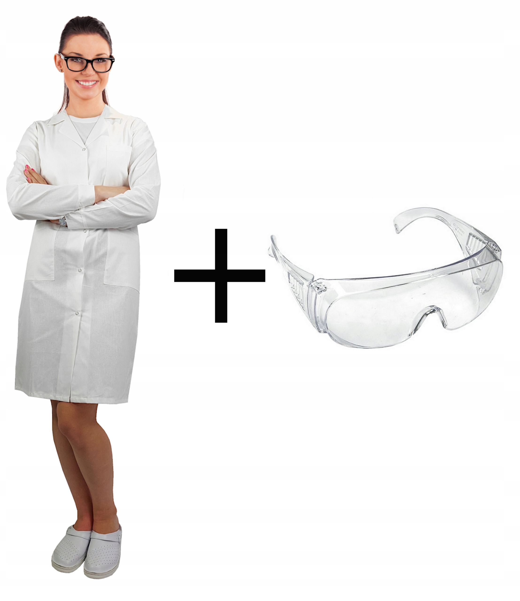 Komplet laboratoryjny damski fartuch+okulary r.42