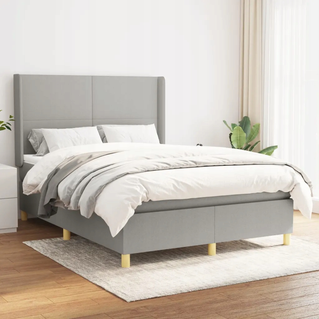 Box spring postel s matrací světle šedá 140 x 200 cm textil Šedá 3131833