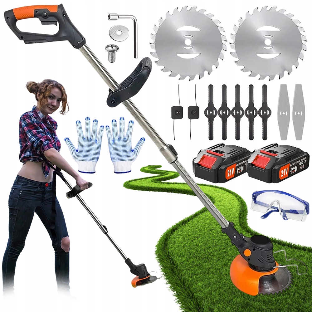 Akumulátorový Vyžínač Kosa Zahradní Sekačka Na Trávu Set 1880W 2xAKU