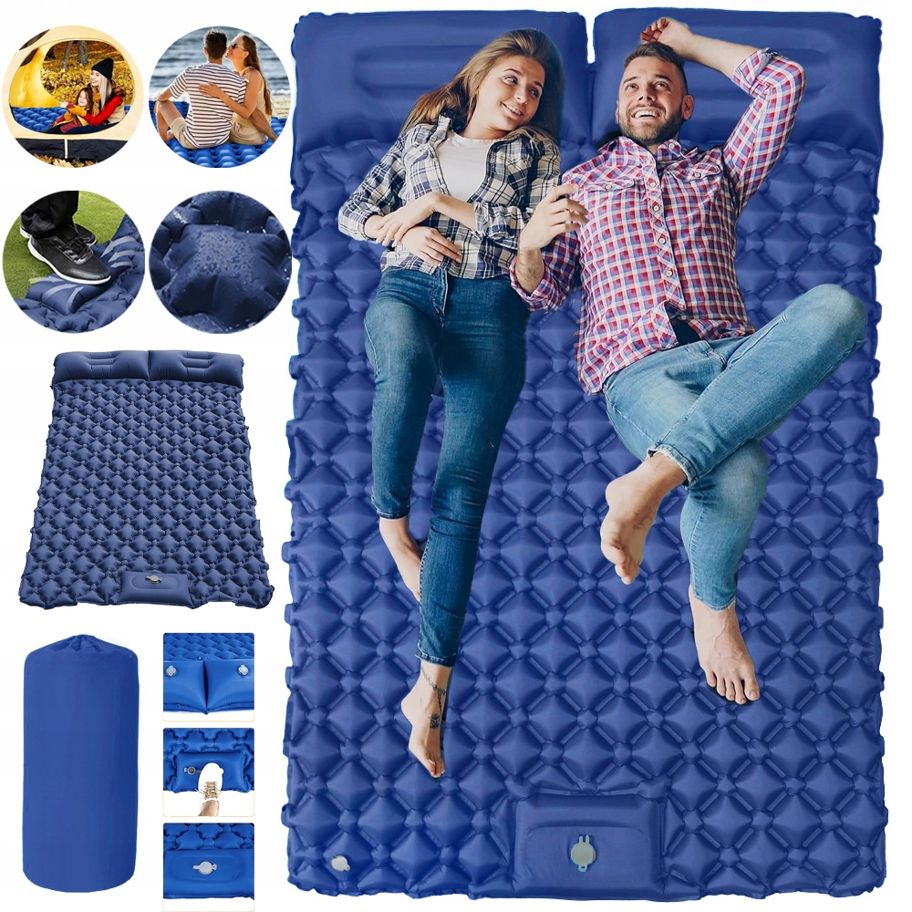 Matrace Ultralehká, Vestavěná, Dvojitá, Modrá