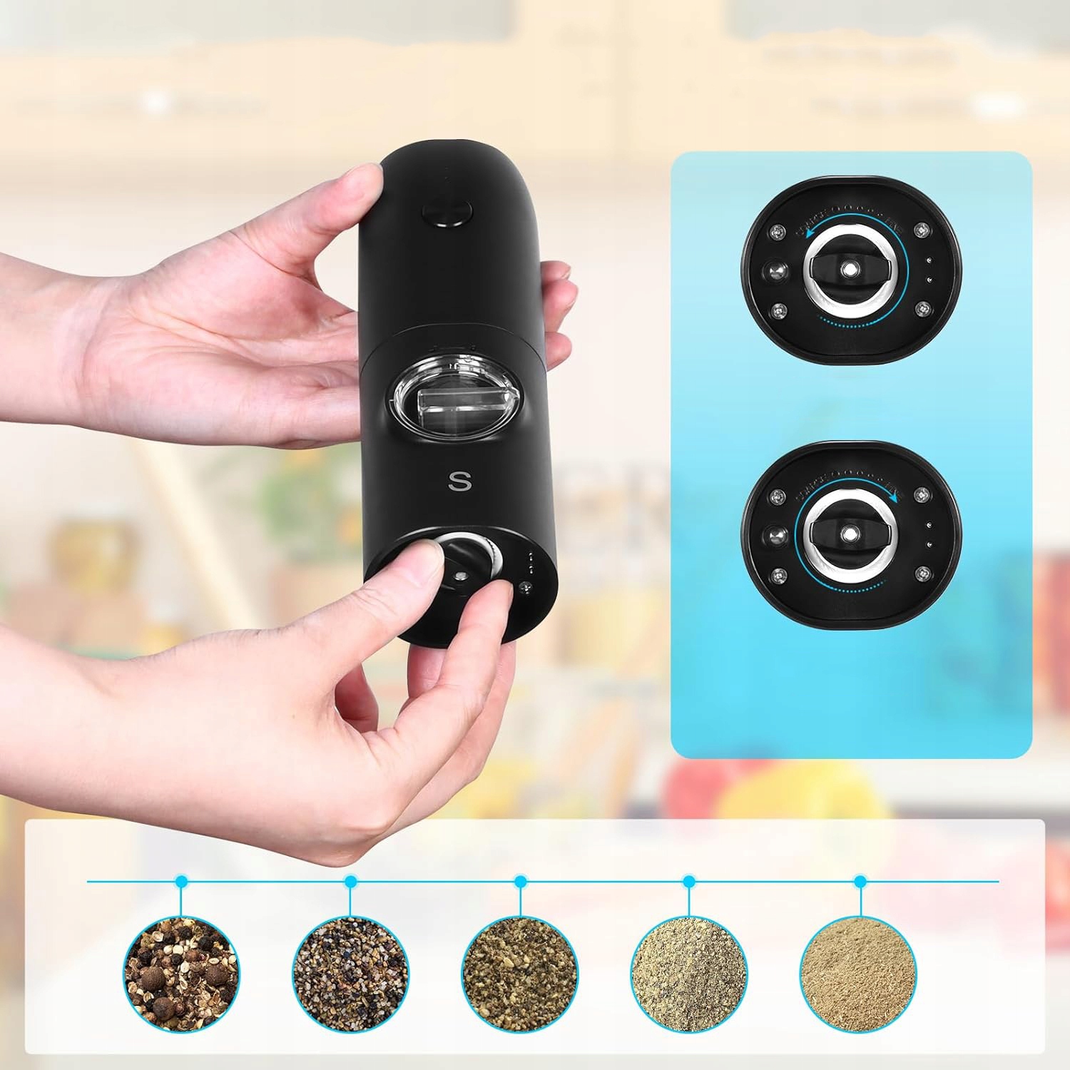 ZESTAW 2 MŁYNKÓW DO SOLI I PIEPRZU, REGULOWANY CERAMICZNY MECHANIZM MIELĄCY Model Zestaw 2 młynków do przypraw