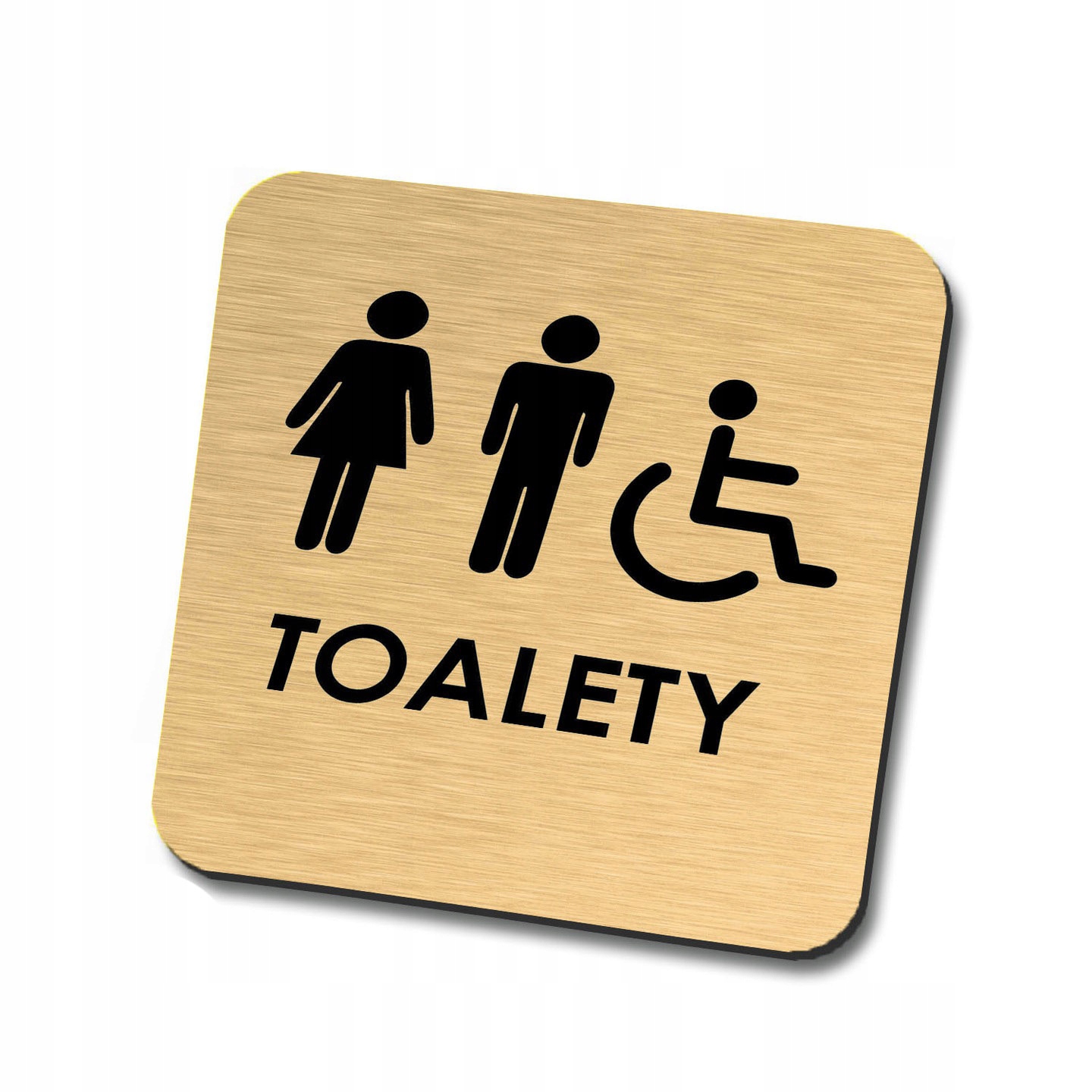 Złota tabliczka informacyjna toalety 10x10 cm