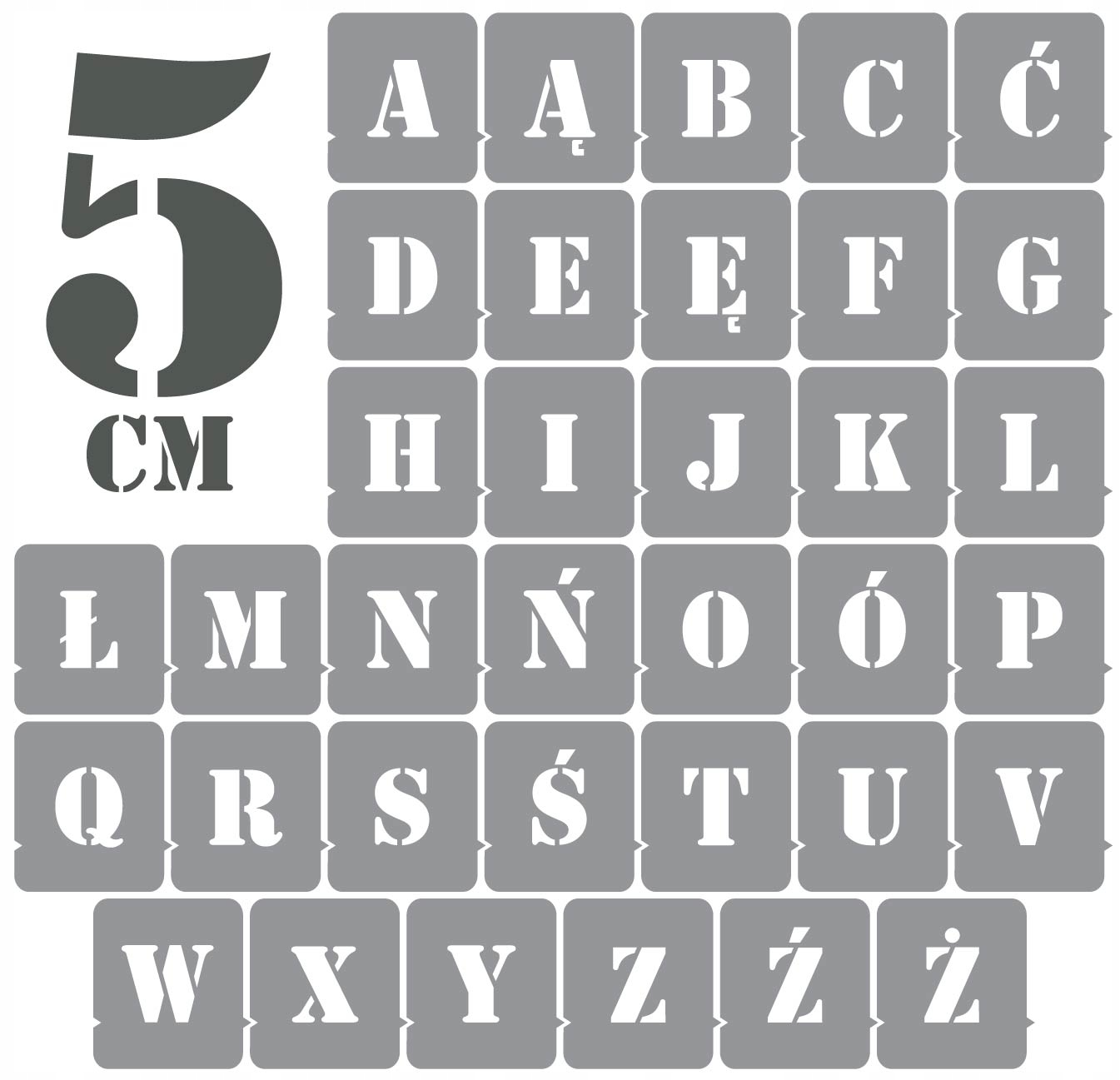 

Szablony malarskie Litery 5cm /wielorazowe/