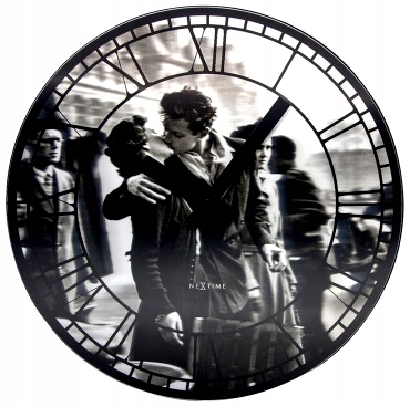 Nástenný hodinový stroj Nextime Kiss Me In Paris 39 cm Ø 3213
