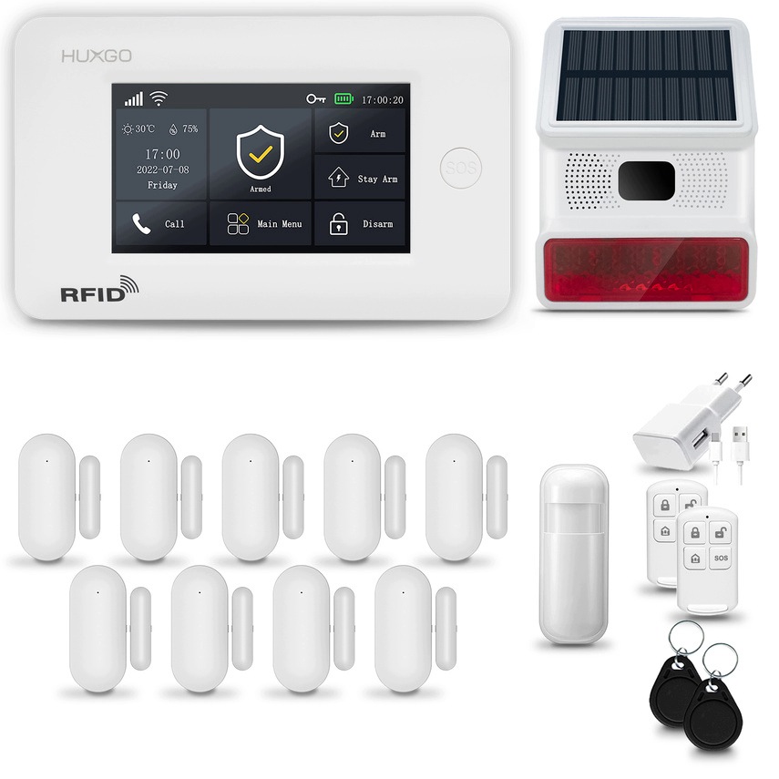 Alarm bezprzewodowy WiFi+ Gsm 4G z aplikacją Tuya zestaw Huxgo HXA006 D9BS