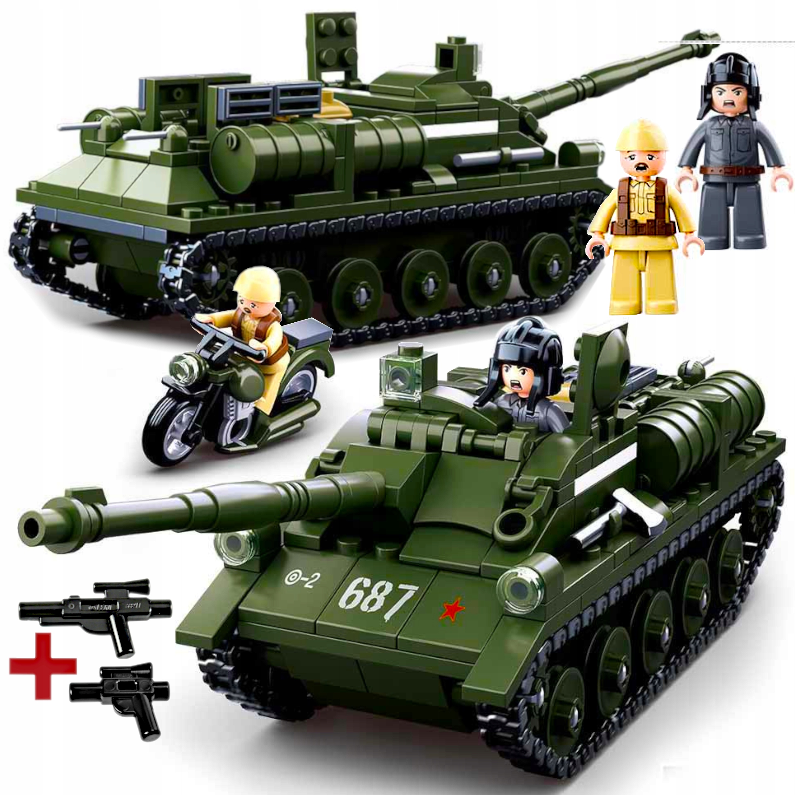 Stavebnice Tank SU85 Ničitel Armáda 2 figurky Armáda motorka 2 Lego Zbraň