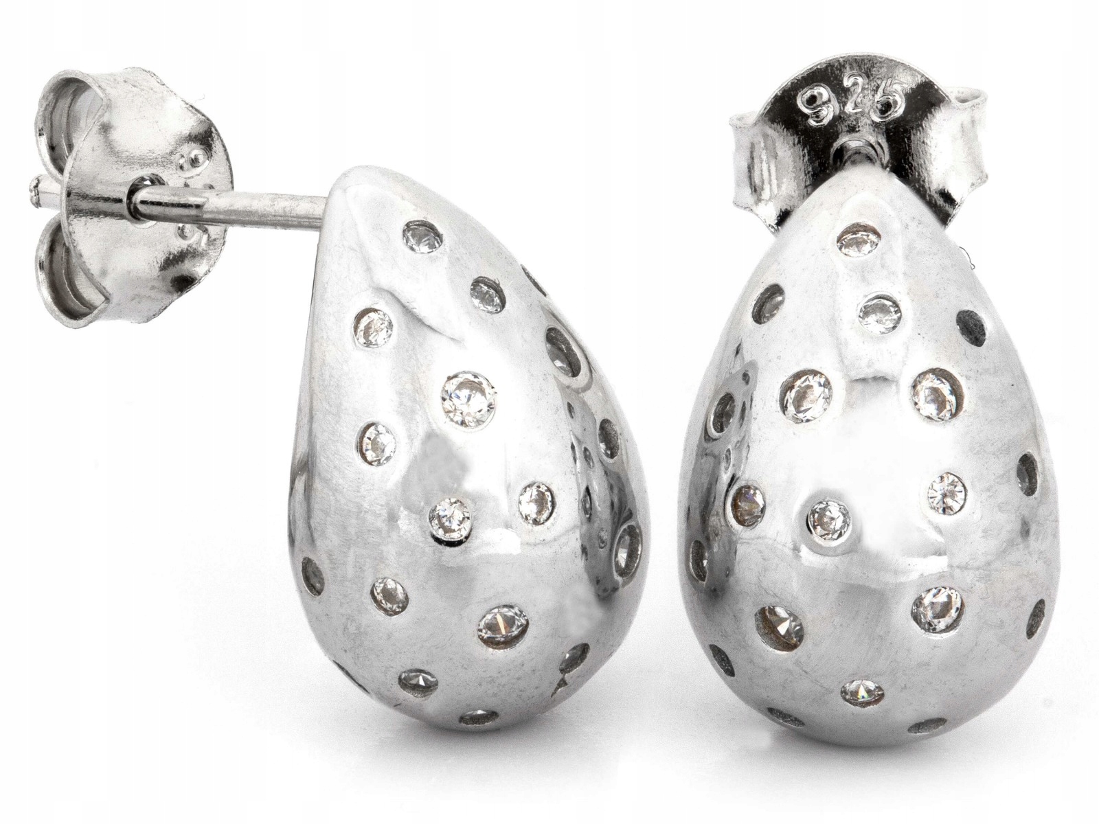 Stříbrné náušnice s kapkami a zirkony na tyčince 925, hmotnost 3.62 g