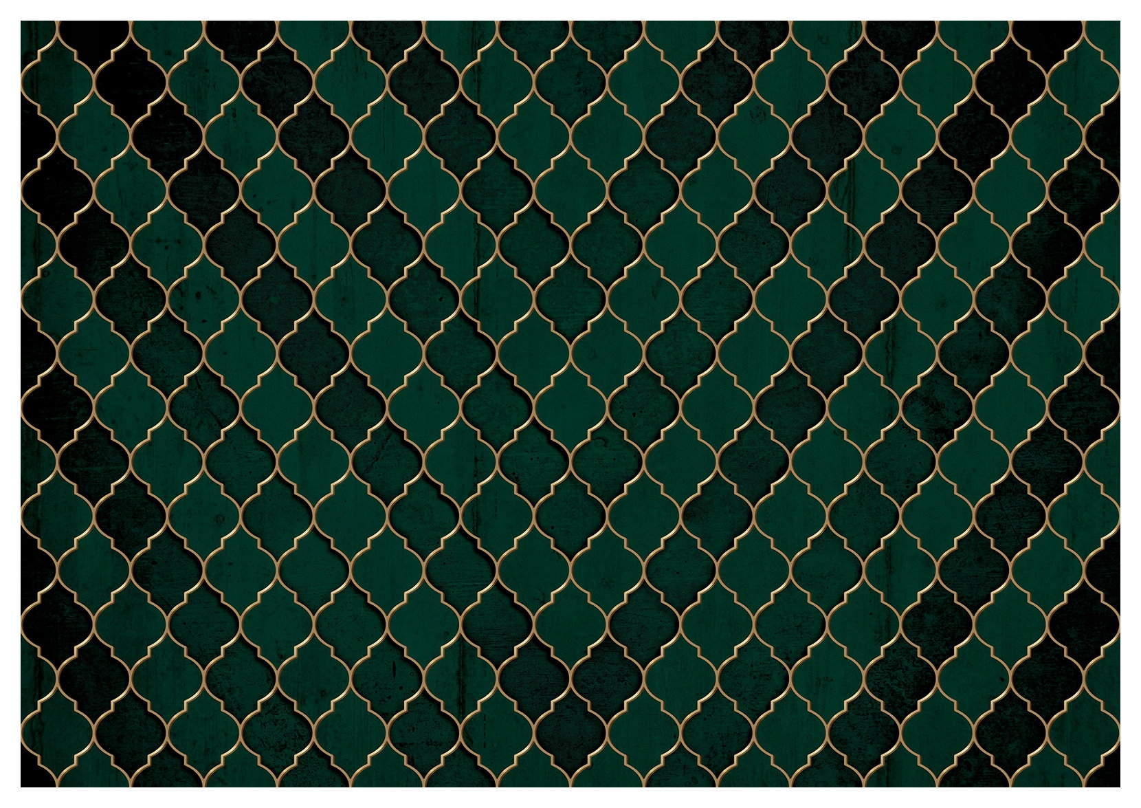 Fototapeta vlies Zeleno-zlatá geometria Luxusný akcent 350x250 lepidlo