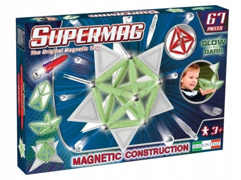 

Magnetyczne Klocki Supermag Tags Glow 67 elem 0159
