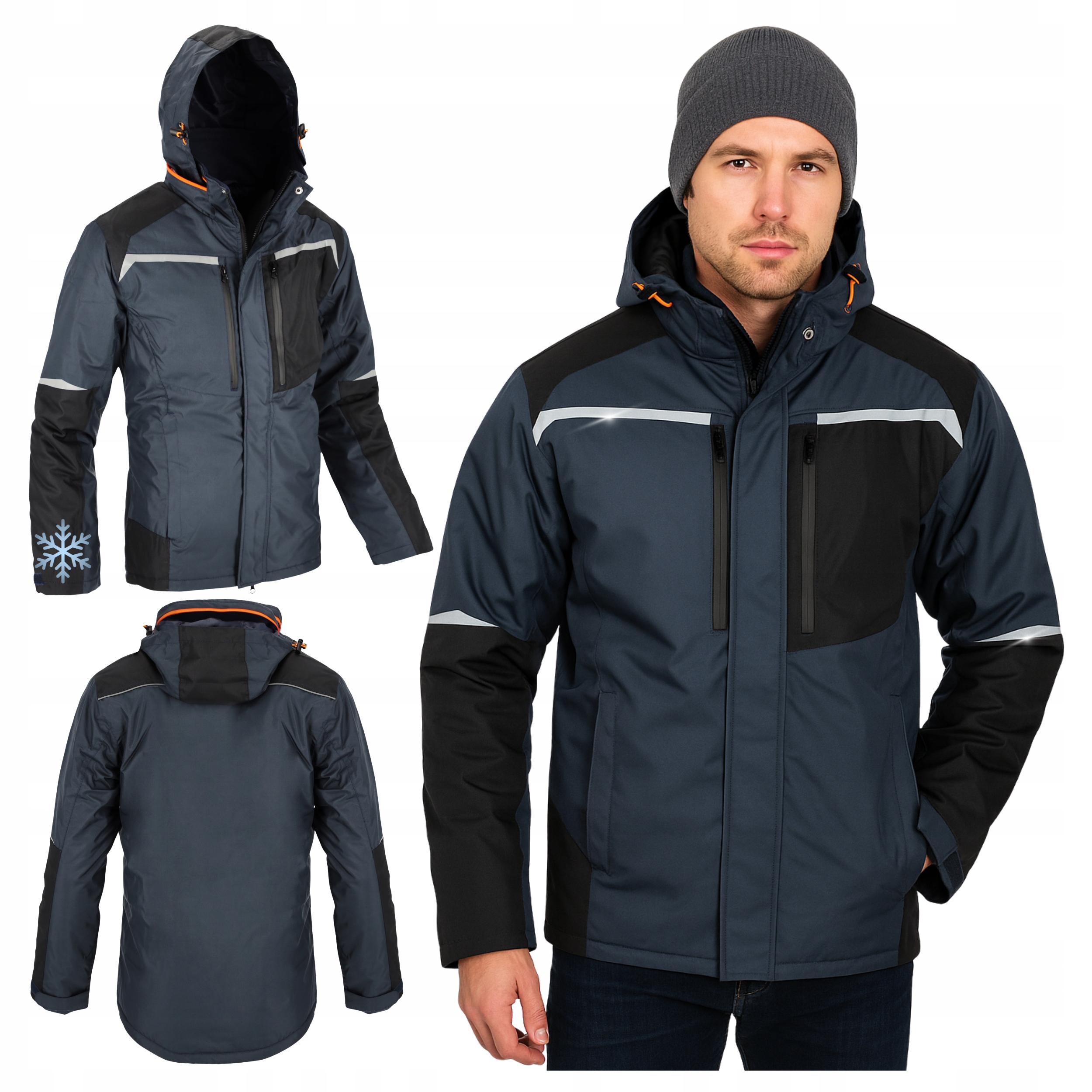 Zimní Bunda pánská, zateplená, pracovní, voděodolná s kapucí, reflexní prvky vel. S