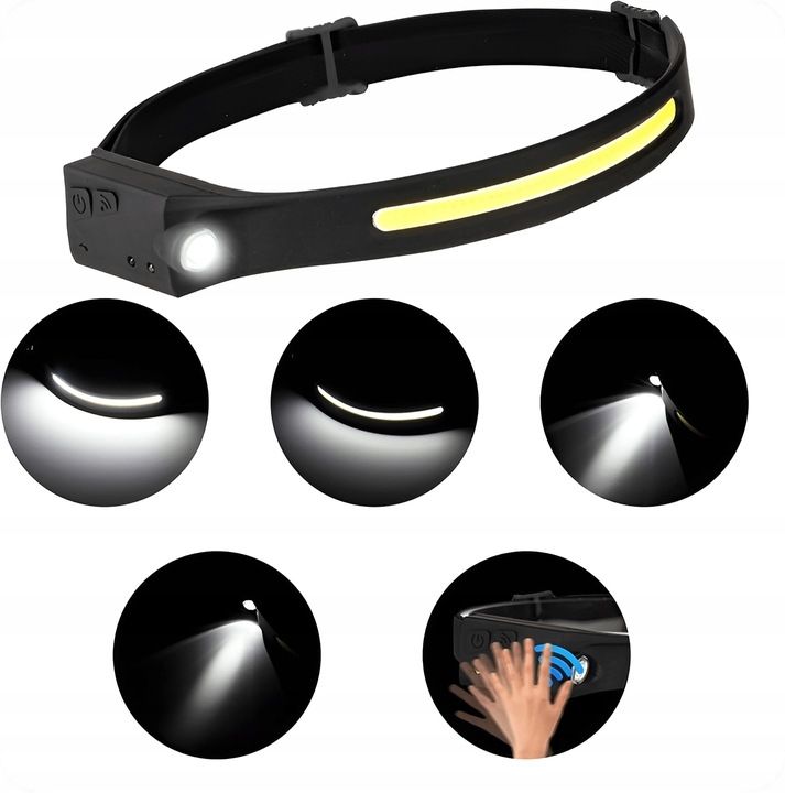 V6 DŁUGA LATARKA CZOŁOWA CZOŁÓWKA COB DIODOWA LAMPKA LEDOWA ŁADOWANA Marka GTV