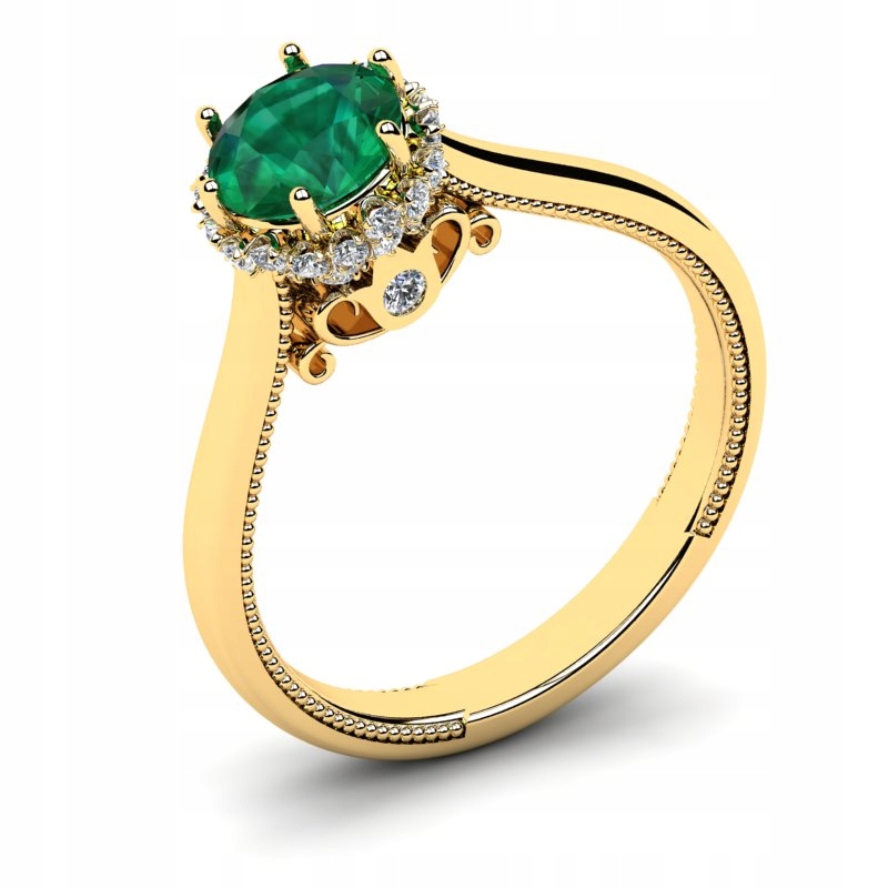 

Pierścionek Złoty Królewski Z Zieloną Cyrkonią