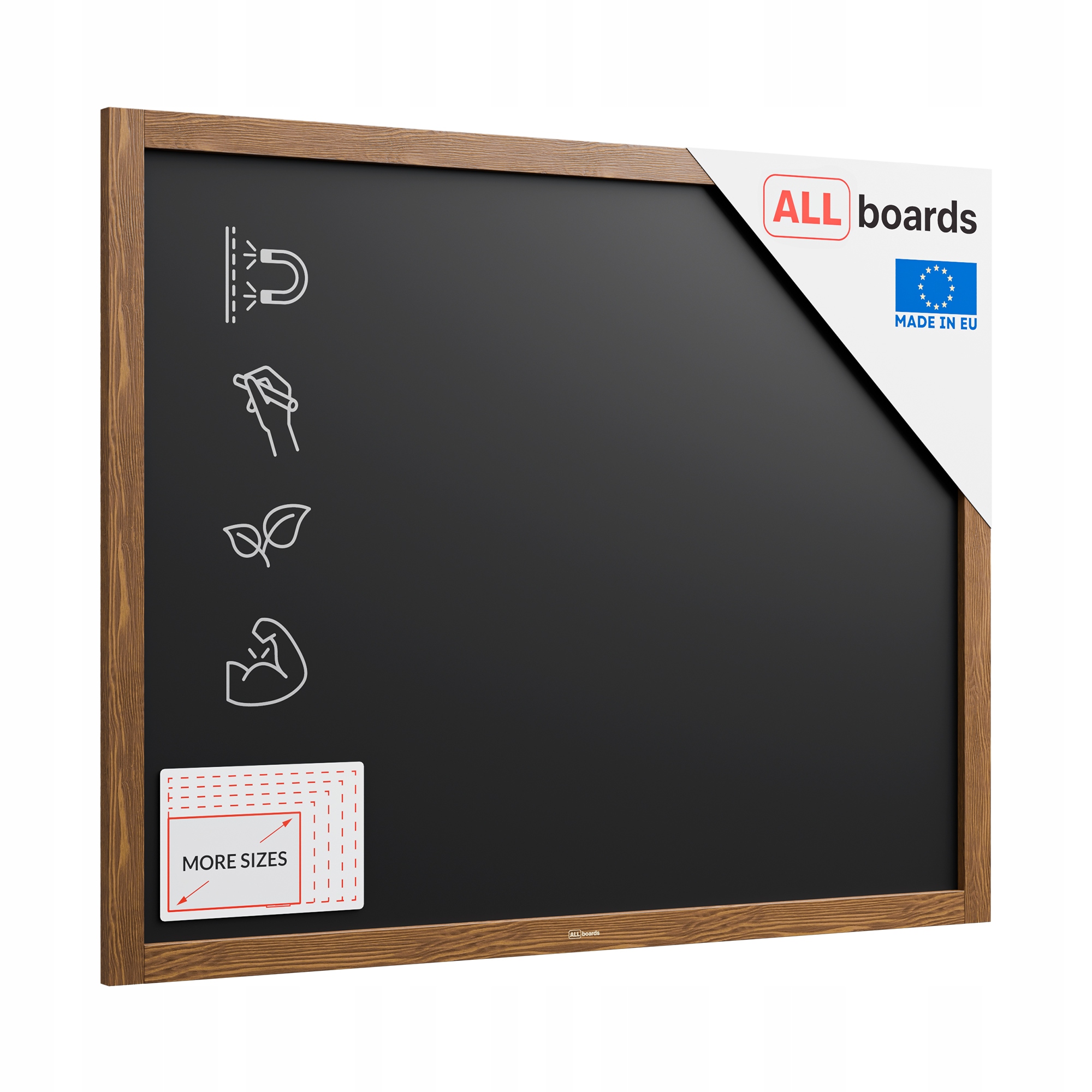 Tablica kredowa czarna magnetyczna 100x80 rama drewniana