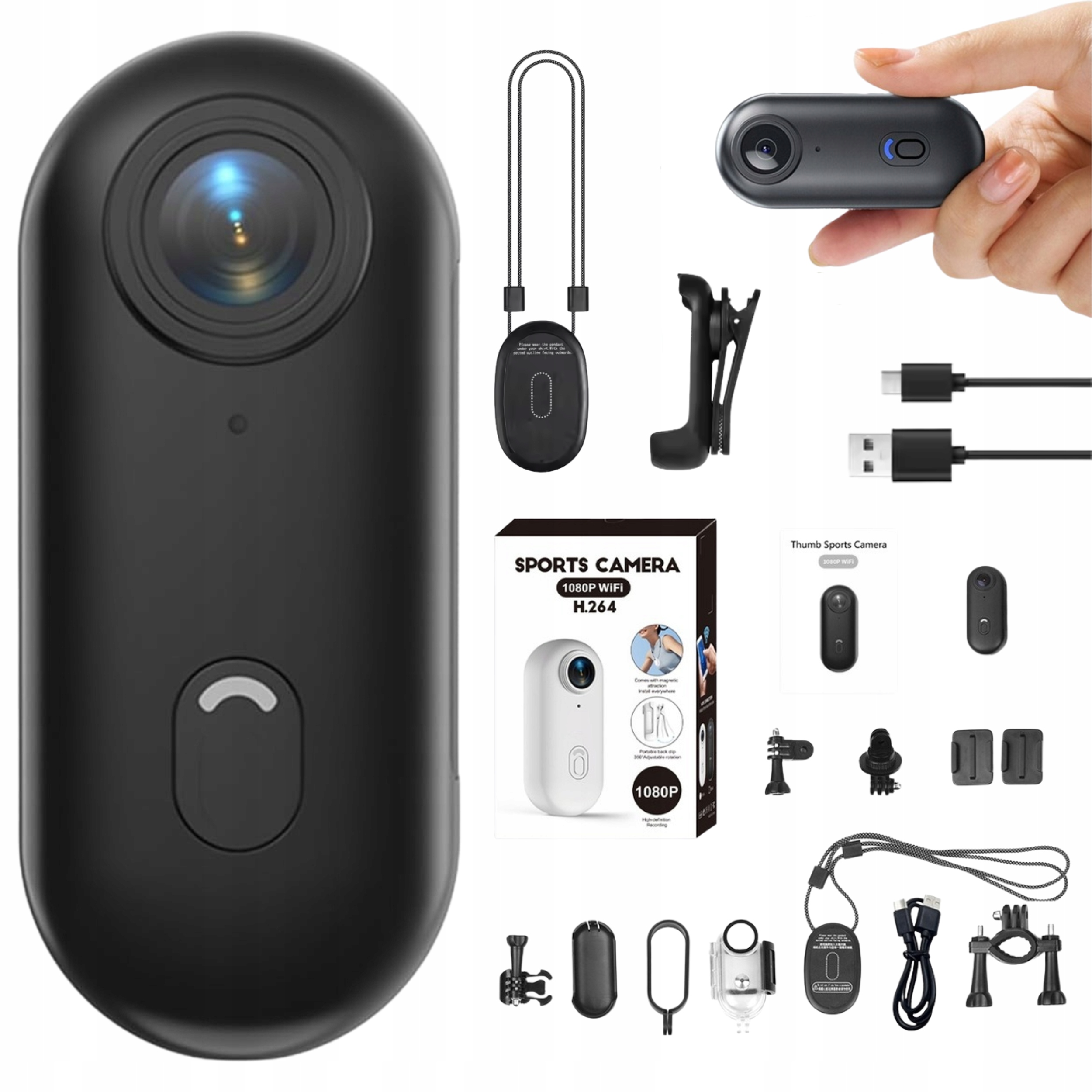 Mini kamera sportowa WiFi Full Hd 1080p wodoodporna magnetyczna 140° Czarna