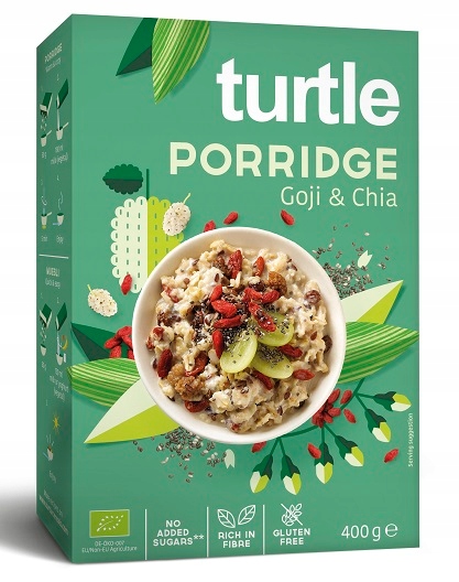 2x Turtle Ovesná Kaše s bobulemi goji a chia semínky bezlepková Bio 400 g