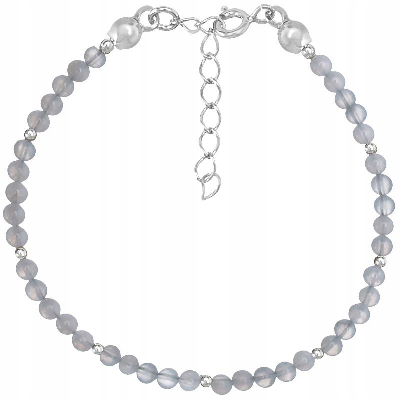 Stříbrný náramek chalcedon modrý 3 mm