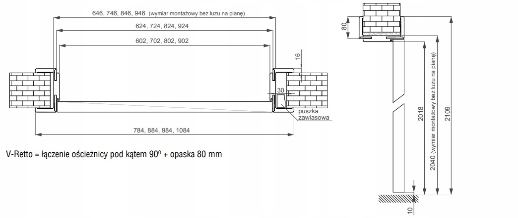 DRZWI bezprzylgowe SKRZYDŁO PEŁNE OD RĘKI 80 Marka Voster