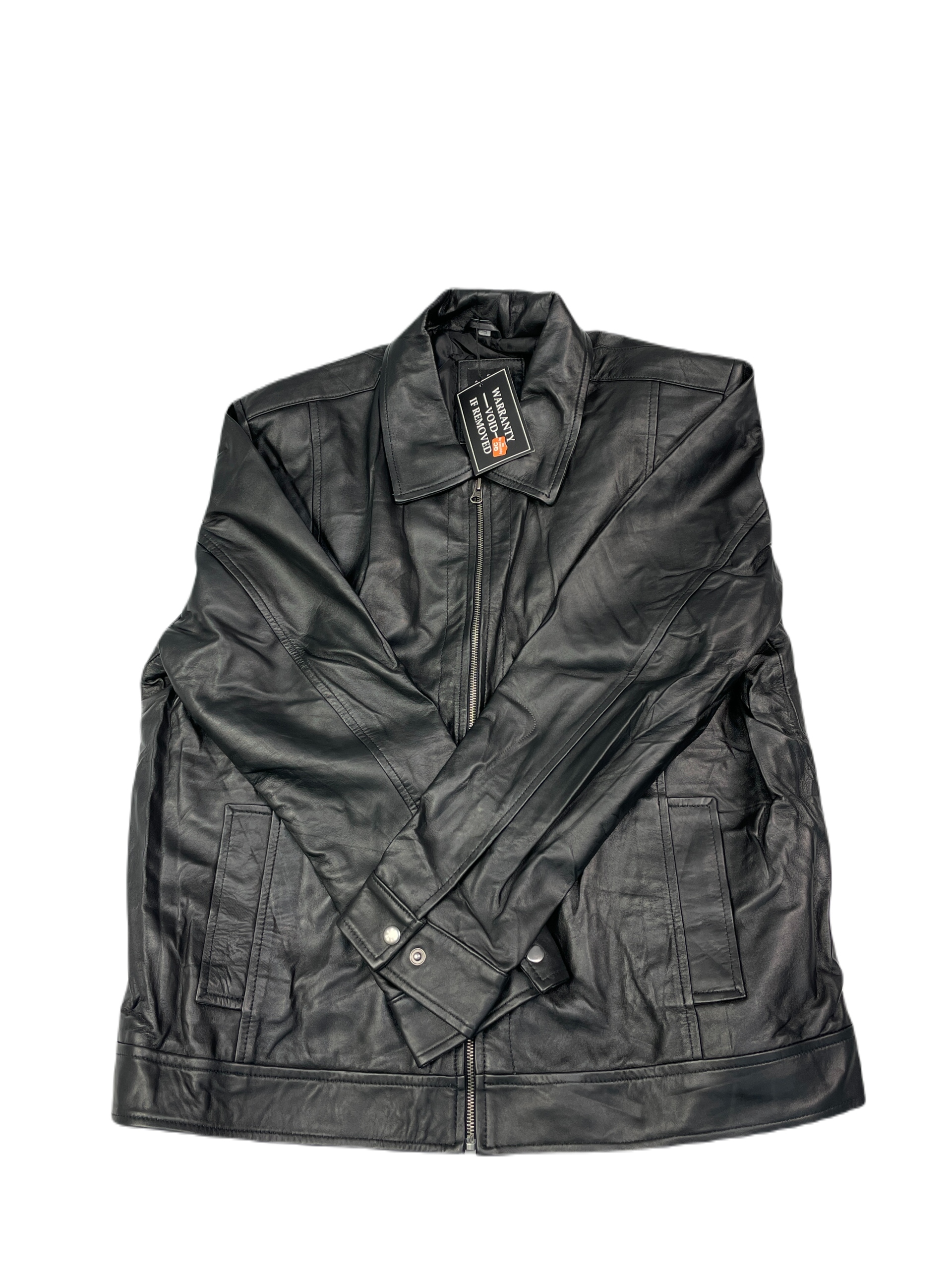 Černá kožená pánská bunda Real Leather XXXL