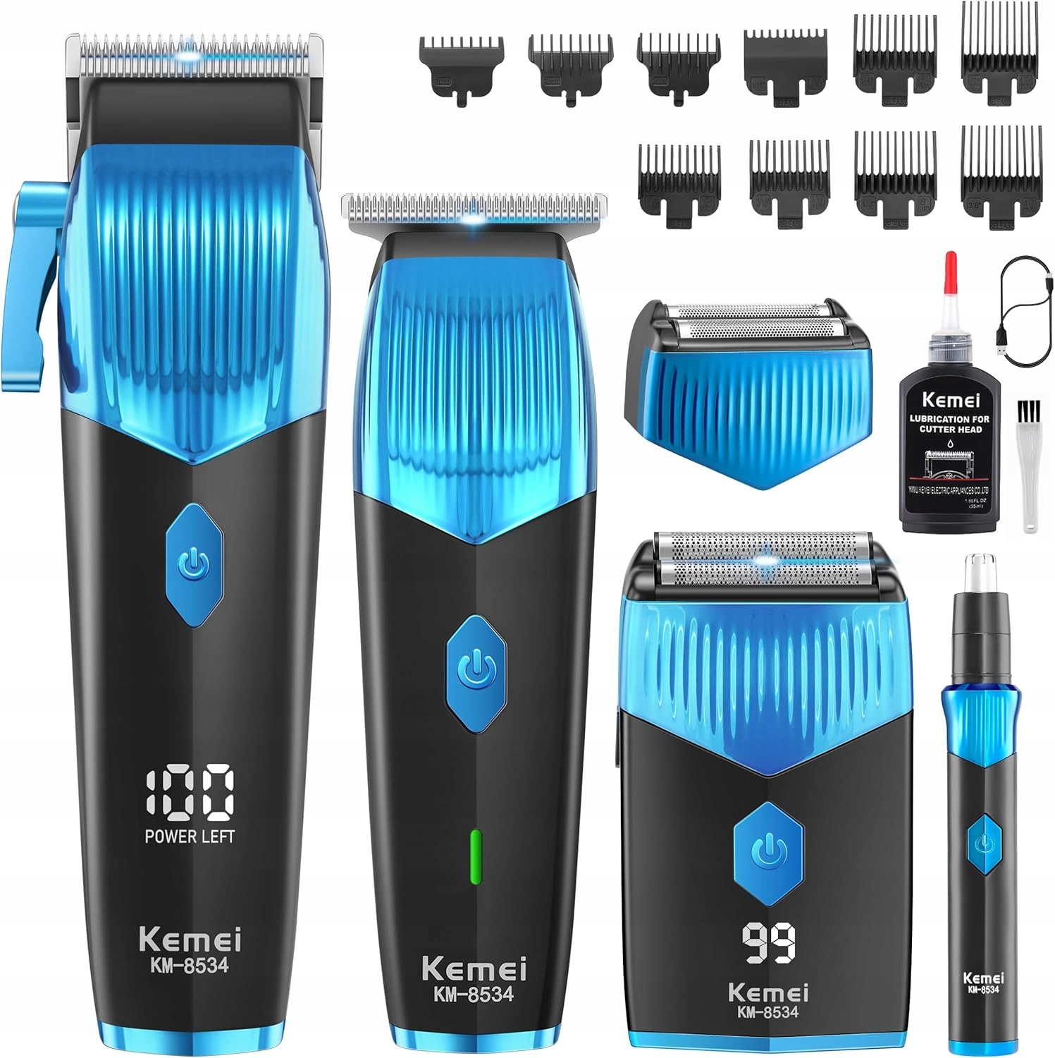 Maszynka Trymer Golarka do brody Kemei Zestaw LCD