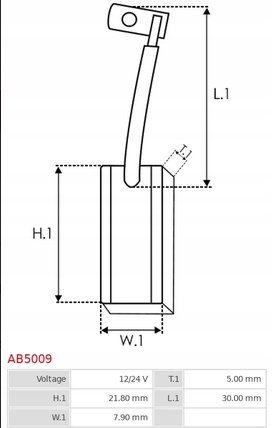 Szczotki alternatora AB5009 Numer katalogowy części AB5009