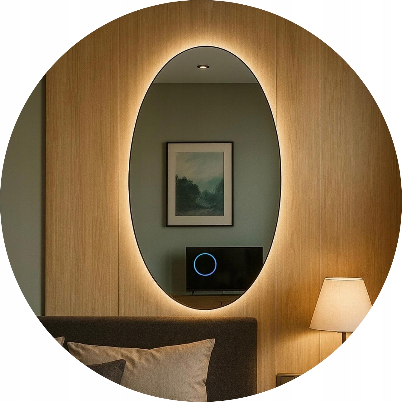 Elipsa Oválne Zrkadlo Led 80x60 Kúpeľňové Zrkadlo Dotykový Vypínač